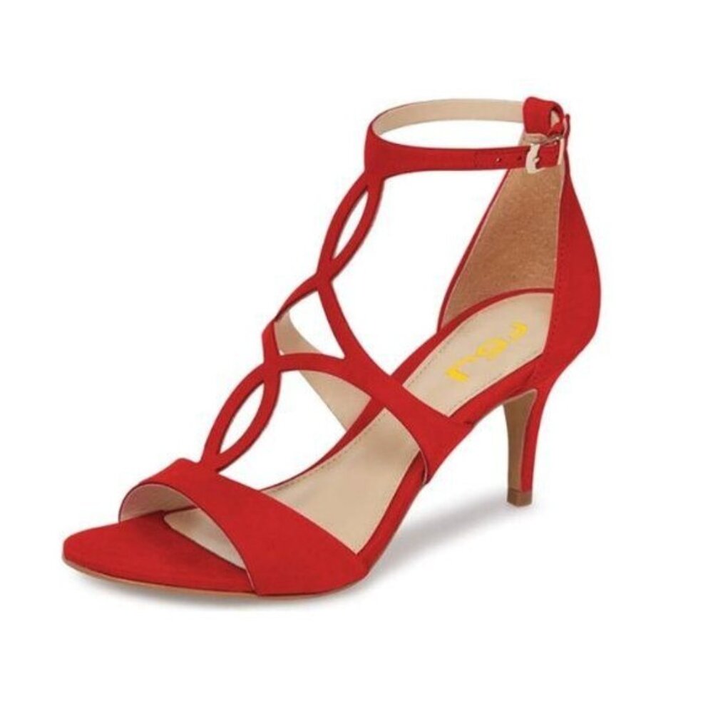 FSJ Women Strappy Ankle Strap Sandals Open Toe High Heel Caged Cutout Fashion La